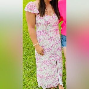 Gianna Bini Floral maxi dress with flutter sleeves